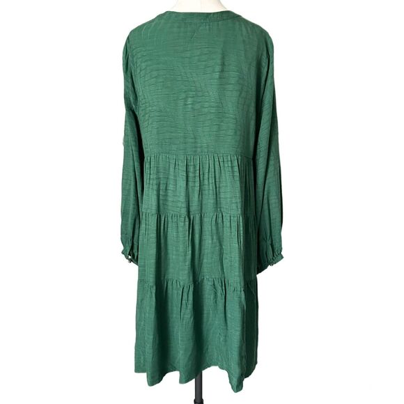 Anthropologie Maeve Amber Tiered Tunic Mini Dress in Emerald Green Size Large - Picture 3 of 5